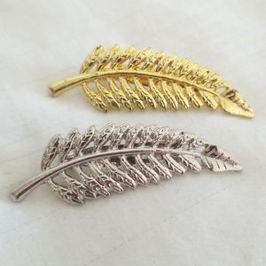 New Silver Gold Leaf Brooch Choose Color